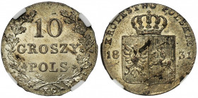 November Uprising, 10 groschen Warsaw 1831 KG - NGC MS63
