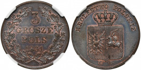 November Uprising, 3 Groschen 1831 KG - NGC MS64 BN