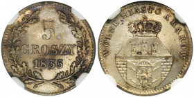 Free City of Krakau, 5 groschen 1835 - NGC MS62 R1