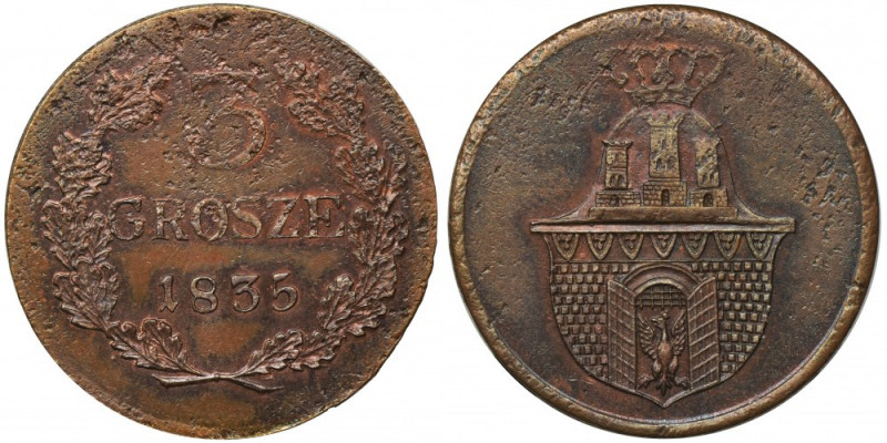 Free City of Krakau, 3 groschen 1835 - VERY RARE Bardzo rzadki trojak z Wolnego ...