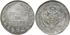 1 1/2 rubel = 10 zloty Petersburg 1833 НГ - NGC AU58