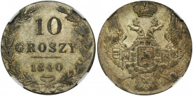 10 groschen Warsaw 1840 MW - NGC MS63