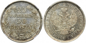 25 kopeck = 50 groschen Warsaw 1850 MW - NGC MS64 2-ga nota