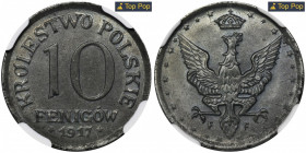 Polish Kingdom, 10 pfennig 1917 - NGC MS65 MAX