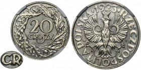 PRÓBA, 20 groszy 1923 - NGC PF66 - litery GR złączone - BARDZO RZADKIE 2-ga nota