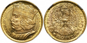 10 złotych 1925 Chrobry - NGC MS66 2-ga nota
