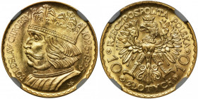10 złotych 1925 Chrobry - NGC MS66 2-ga nota