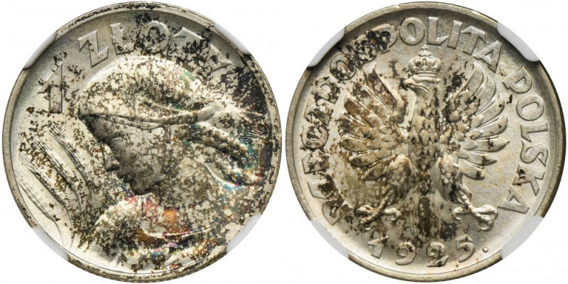 Kobieta i kłosy, 1 złoty Londyn 1925 - NGC MS65 - PIĘKNA &nbsp; Najwyższej klasy...