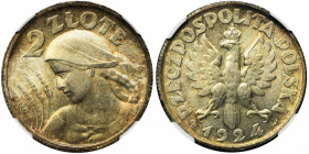 Kobieta i kłosy, 2 złote Paryż 1924 - NGC MS62 - PIĘKNA