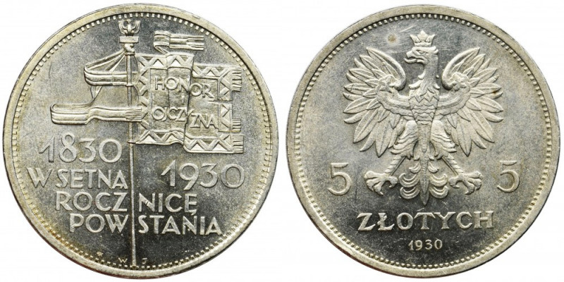 Sztandar, 5 złotych 1930 - PIĘKNA Spektakularnej urody sztandar wybity płytkim s...