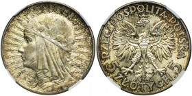 Głowa Kobiety, 5 złotych 1934 - NGC MS64 - WYŚMIENITA 2-ga nota