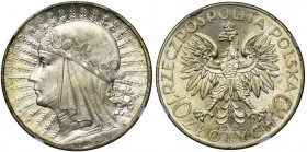 Głowa Kobiety, 10 złotych Warszawa 1932 - NGC MS64 - PIĘKNA 2-ga nota