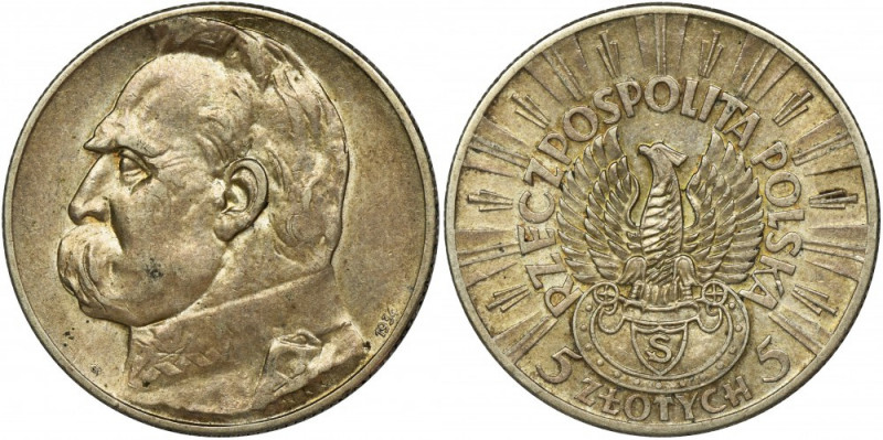 Piłsudski Strzelecki, 5 złotych 1934 Moneta wybita w 20 rocznicę wymarszu legion...