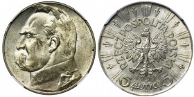 Piłsudski, 5 złotych 1938 - NGC MS63