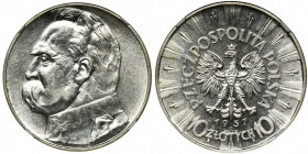 Piłsudski, 10 złotych 1937 - NGC MS60