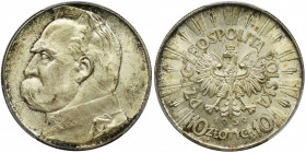 Piłsudski, 10 złotych 1939 - PCGS MS64+ PIĘKNE 2-ga nota