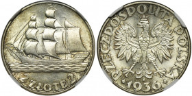 Żaglowiec, 2 złote 1936 - NGC MS63
