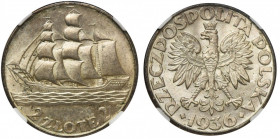 Żaglowiec, 2 złote 1936 - NGC MS63