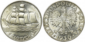 Żaglowiec, 5 złotych 1936