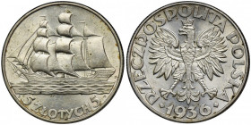 Żaglowiec, 5 złotych 1936