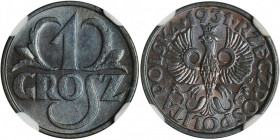 1 grosz 1931 - NGC MS66 BN 2-ga nota