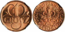 1 grosz 1938 - NGC MS67 RD 2-ga nota