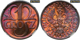 1 grosz 1938 - NGC MS67 RB MAX