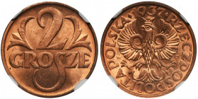 2 grosze 1937 - NGC MS66 RD 2-ga nota
