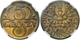 5 groszy 1923 Mosiądz - NGC MS66 - jak lustrzanka 2-ga nota