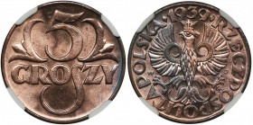 5 groszy 1939 - NGC MS65 RB 2-ga nota