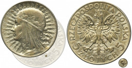 Głowa Kobiety, 5 złotych Warszawa 1932 - RZADKIE