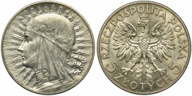 Głowa Kobiety, 5 złotych Londyn 1932
