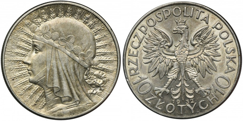 Głowa Kobiety, 10 złotych Londyn 1932 &nbsp;&nbsp; Ładny, około menniczy egzempl...