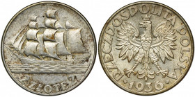 Żaglowiec, 2 złote 1936