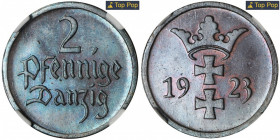 Free City of Danzig, 2 pfennige 1923 - NGC PF65 BN - PROOF MAX