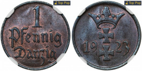 Free City of Danzig, 1 pfennig 1923 - NGC MS66 BN MAX