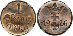 Free City of Danzig, 1 pfennig 1926 - NGC MS65 BN 2-ga nota