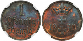 Free City of Danzig, 1 pfennig 1930 - NGC MS64 RB