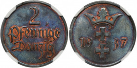Free City of Danzig, 2 pfennige 1937 - NGC MS65 BN 2-ga nota