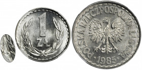 DESTRUKT, 1 złoty 1985 - NGC MS66 - z fragmentem numeracji arkusza 'A20'