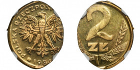 DESTRUKT, 2 złote 1980-1985 - NGC MS65 - eliptyczny krążek