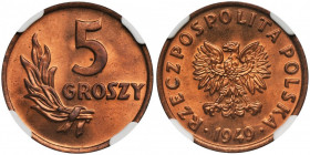 5 groszy 1949 - NGC MS65 RD 2-ga nota