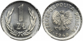 1 złoty 1949 Aluminium - NGC MS66+ 2-ga nota