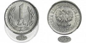 1 złoty 1957 - NGC MS64 - NAJRZADSZY ROCZNIK