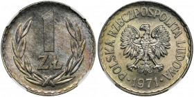 1 złoty 1971 - NGC MS66 2-ga nota
