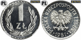 1 złoty 1981 - NGC MS66 PROOF LIKE - jak lustrzanka