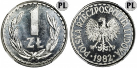1 złoty 1982 - NGC MS65 PROOF LIKE - jak lustrzanka - gruba data 2-ga nota