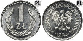 1 złoty 1984 - NGC MS66 PROOF LIKE - jak lustrzanka 2-ga nota