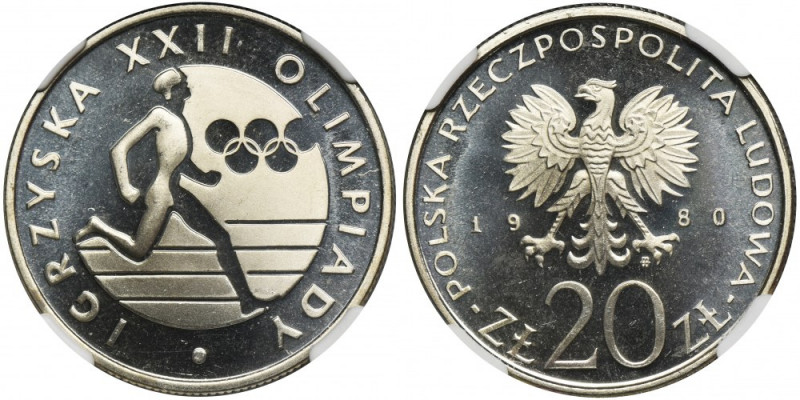 20 złotych 1980 Olimpiada Moskwa - NGC PF67 ULTRA CAMEO Druga najwyższa nota w r...