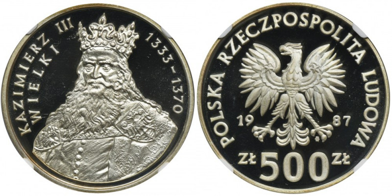 500 złotych 1987 Kazimierz III Wielki - NGC PF69 ULTRA CAMEO Druga najwyższa not...